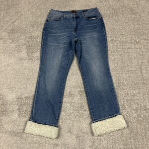 Judy Blue Jeans Womens Plus 16W Blue High Rise Sherpa Cuff Straight Fit Blue